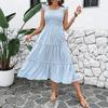 Women's Summer Backless Holiday Striped Ruffle Halter Dresses