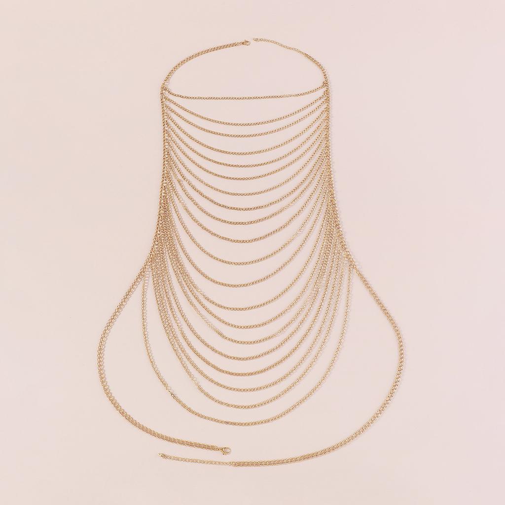 Simple And Fashionable Multi-layer Tassel Chain Chest Chain Sexy Exaggerated Bikini Halter Neck Body Chain For Women