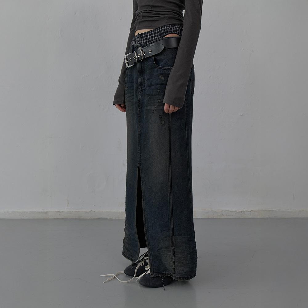 LCDC™ Denim Long Skirt (Dark Blue)