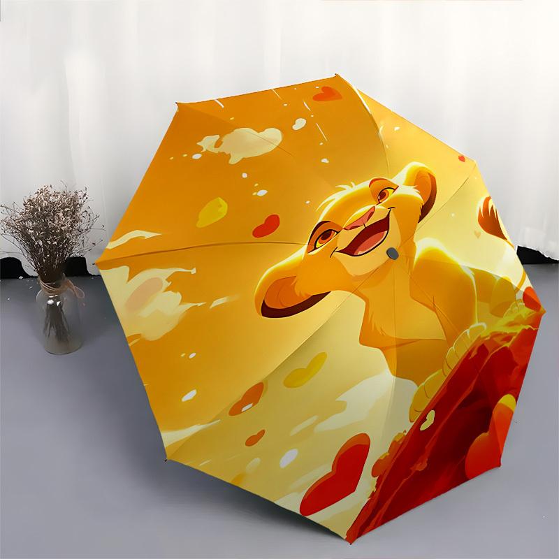 Lion King, Simba Themed Automatic Opening and Closing Umbrella, Brightly Colored 8-rib Portable Umbrella, Suitable for Men and Women, A Perfect Gift f
