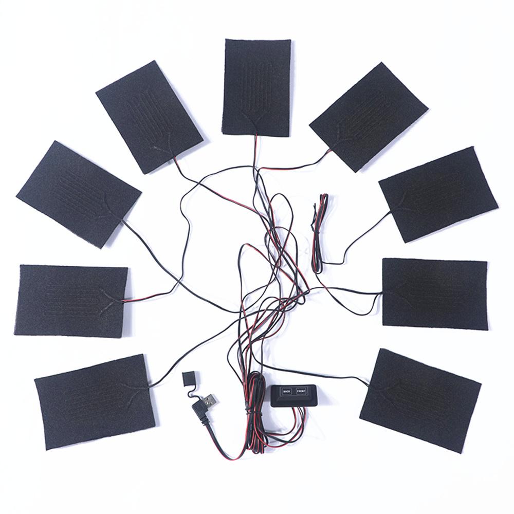 9 в 1 Нагревательные элементы для одежды 5 В 2 А USB Электрическая нагревательная простыня Жилет Куртка Грелка