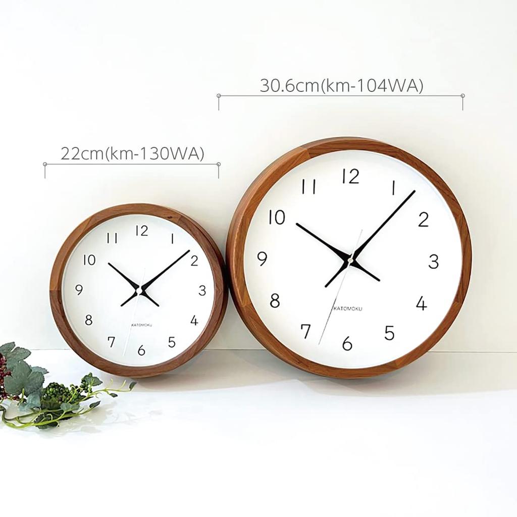KATOMOKU Muku Clock 13 Walnut Wall Clock with Continuous Second Hand km-130WARC 220mm (Radio-controlled clock)