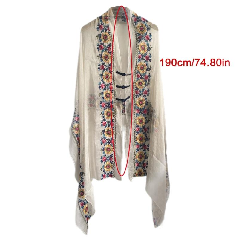 Soft Polyester Long Shawl with Intricate Ethnic Embroidery Shawl Elegant Shawl for Parties and Vacations