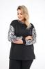Women's Style Big Size Sweatshirt Black Sleeve And Hood Shiny Printed Plain Sweat