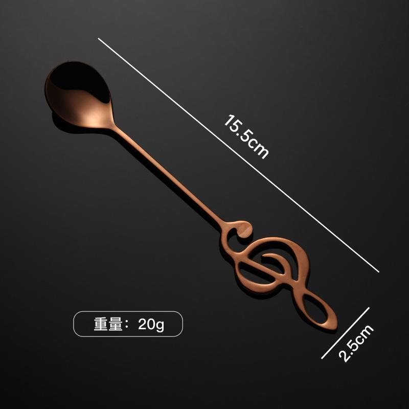 304 Stainless Steel Creative Coffee Spoon Music Note Shape Colorful PVD Stirring Spoon Dessert Shop Gift Spoon