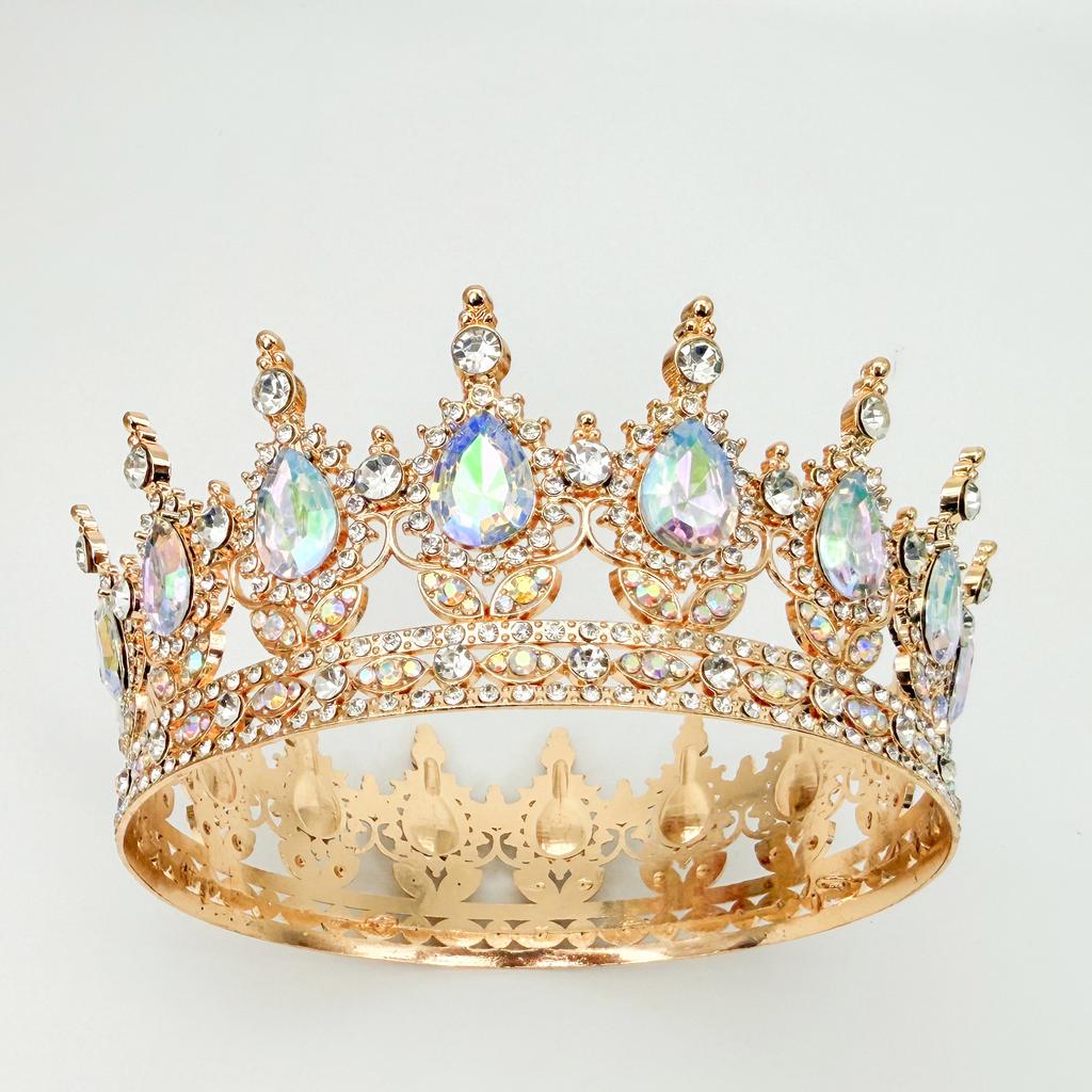 Full Circle Crown Tiara Colorful Baroque Retro Full Diamond Jewelry Wedding Accessories Crown Bridal Crown