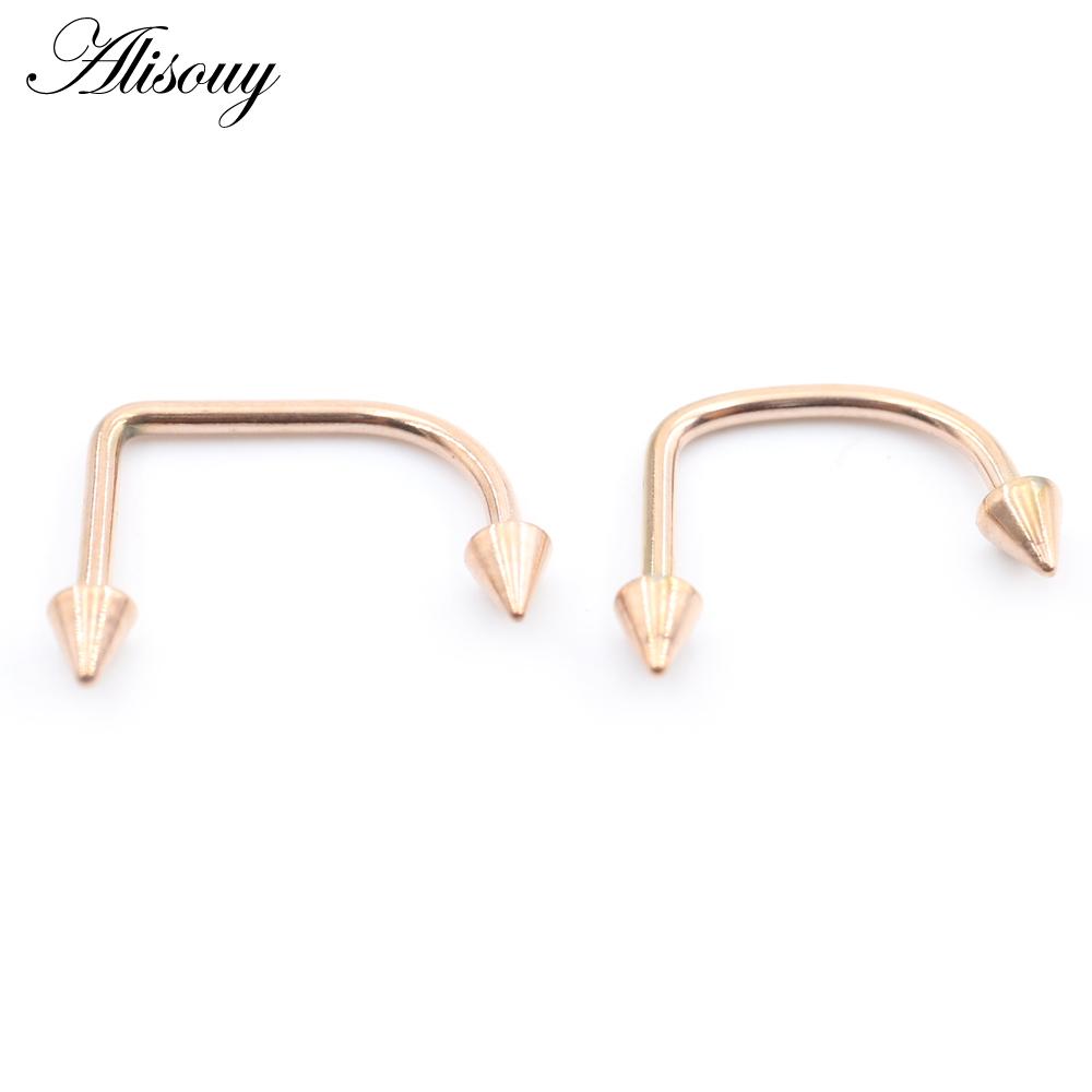 Alisouy 1PC U-образный шип конуса из нержавеющей стали подкова губа лабрет носовые кольца ухо уха серьги Daith Helix пирсинг украшения для тела