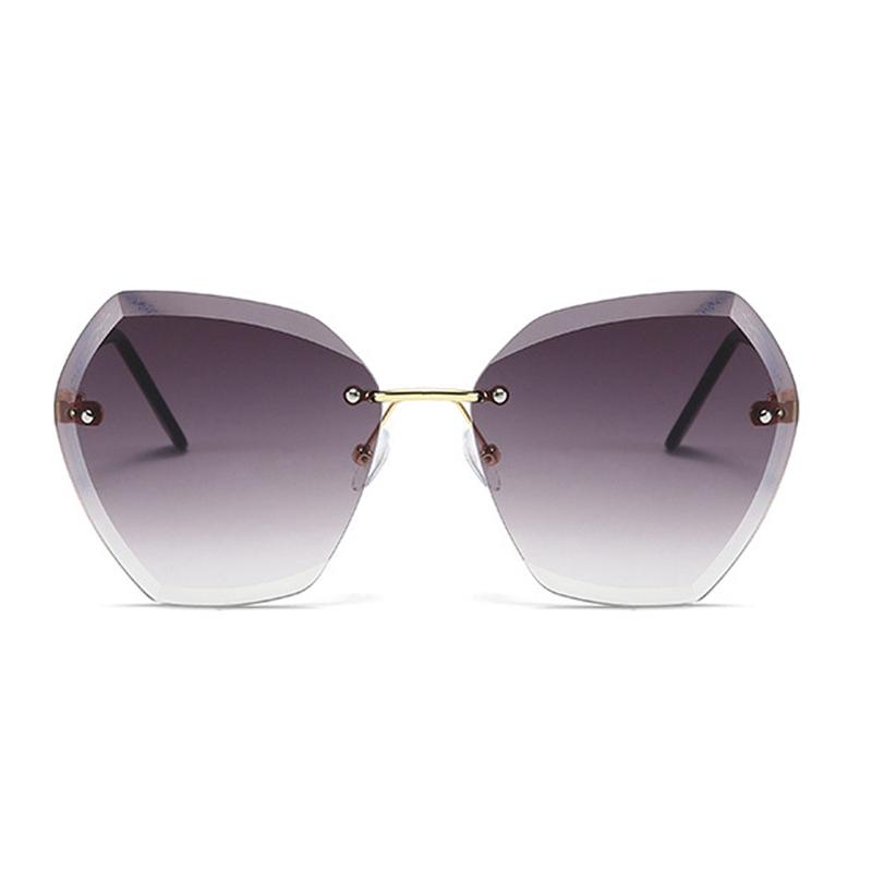 Необычные винтажные солнцезащитные очки женские брендовые безободковые круглые солнцезащитные очки женские ретро металлическая оправа прозрачные линзы розово-коричневые оттенки