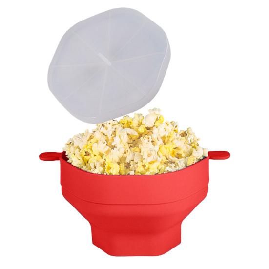 Силиконовая миска для попкорна в микроволновой печи с крышкой, большая емкость, пищевой класс, не содержит бисфенола А, термостойкая складная чаша для приготовления попкорна