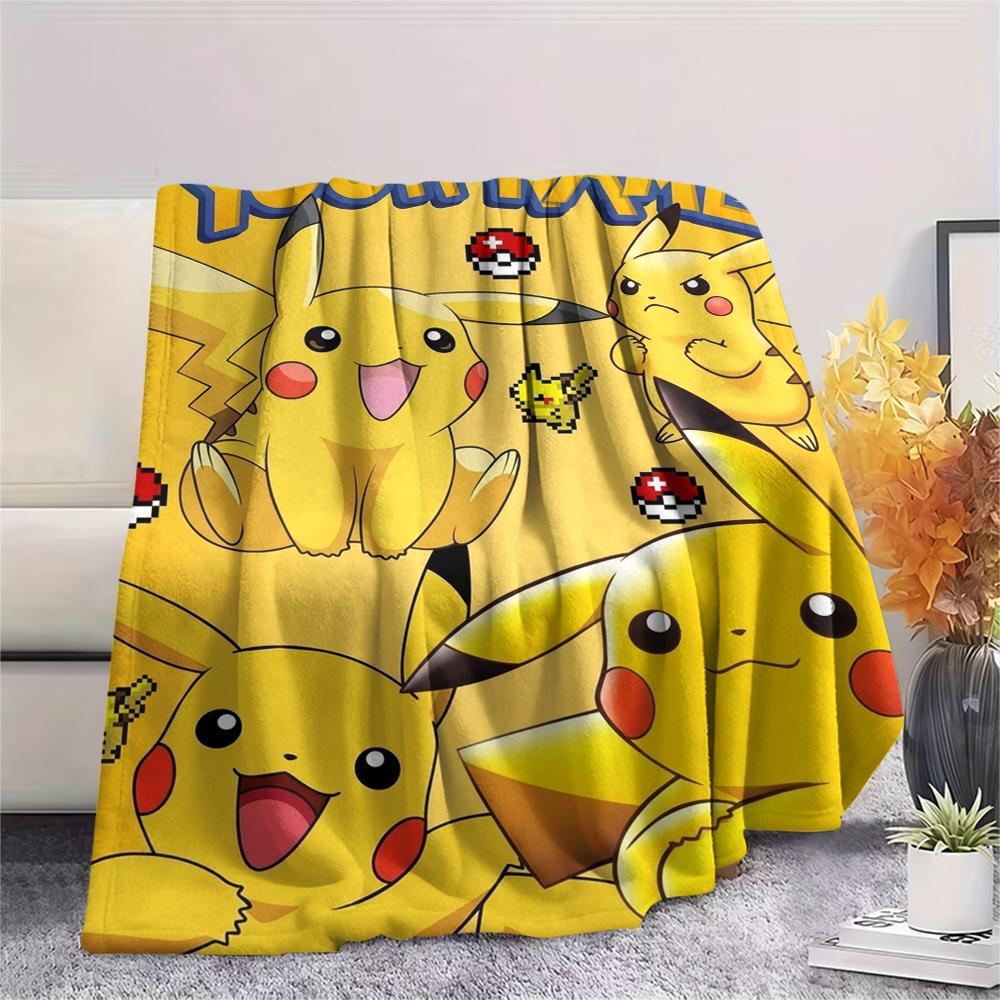 1PC Custom Name pokemon Patterned Flannel Blanket Suitable For All Seasons for Home Decor Warmth and Comfort Gifts Holiday Present_xia