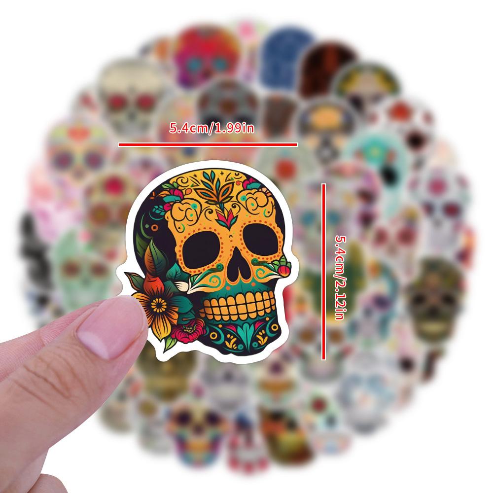 60 Pictures Dia De Los Muertos Skull Doodle Stickers Decorative Notebook Skateboard Water Cup Stickers