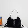 New Plush Handbag for Autumn and Winter 2025 Luxury Soft Half Moon Bag Faux Fur Underarm Bag Cute Lockable Single-shoulder Bag
