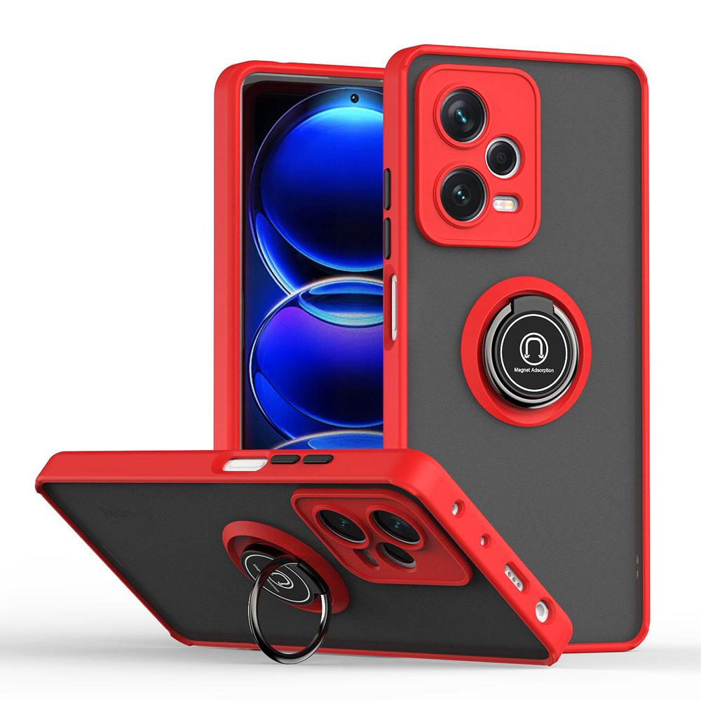 KEYSION Матовый чехол для Redmi Note 12 Pro + 5G, прозрачный силиконовый + подставка для кольца из поликарбоната, противоударный чехол для телефона для Xiaomi POCO X5 Pro 5G