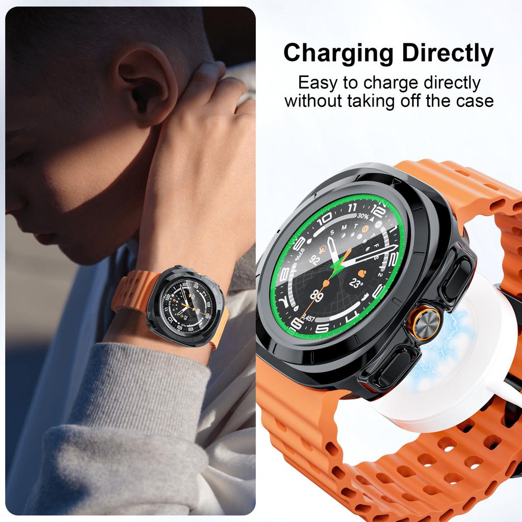 Чехол для Samsung Galaxy Watch Ultra 47 мм аксессуары Закаленное стекло Защита экрана Жесткий бампер из ПК Galaxy Watch 7 8 ultra Чехол