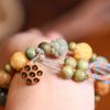 Lotus Charm Tibetan Buddha Bracelet Natural Resin Wooden Beads Bracelet  Yoga Practice