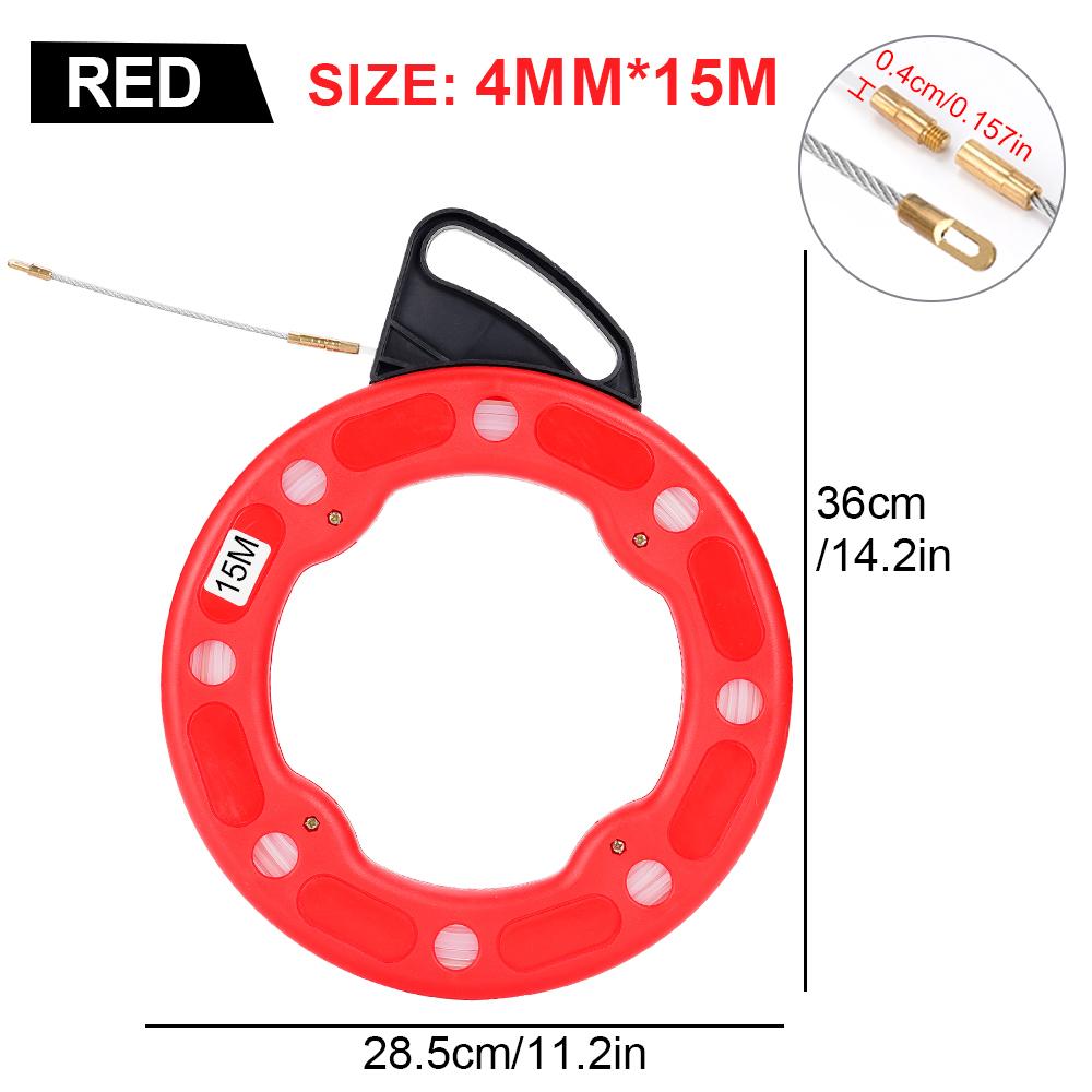 4MM Fiberglass Fish Tape Reel Puller Glass fiber nylon Conduit Ducting Rodder Pulling Wire Cable Fishing Tool Cable 15/20/25/30M