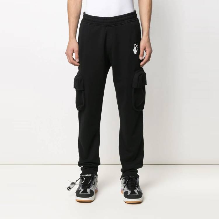 Off-White Спортивные брюки-карго Marker, черные/фуксия, мужские штаны OMCH036R21FLE0021032