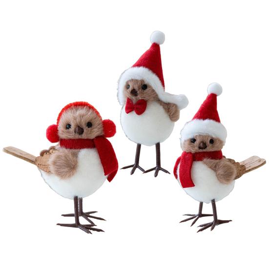 Милое пушистое плюшевое пенопластовое украшение на рождественскую елку в виде птички, фигурка имитирующей птицы