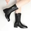Модные Теплые Полусапоги Большого Размера Новинка Женская Кожаная Обувь Гару Работа Распродажа Качество по Акции Пу Сапоги до Середины Икры Женские