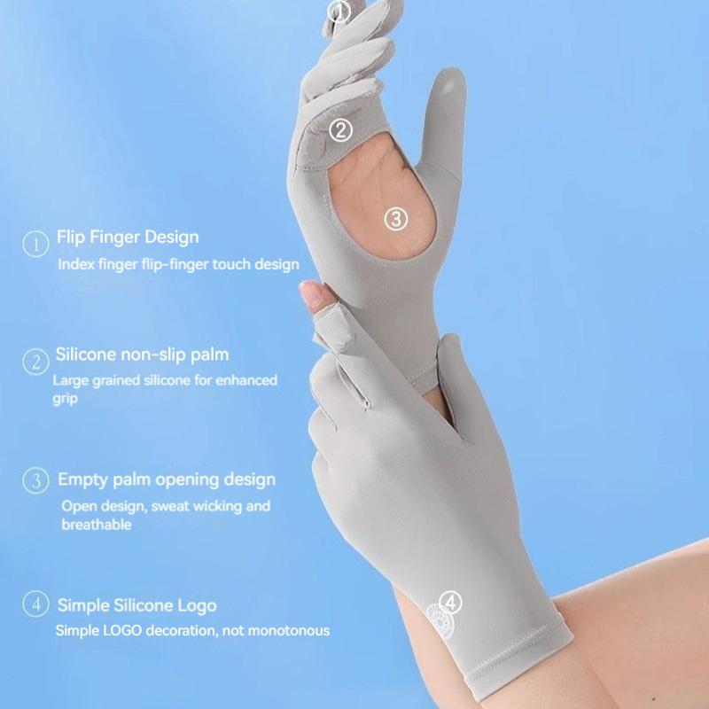 1 шт. Перчатки с вырезом для ладони, тонкие, солнцезащитные, дышащие, летние, анти-УФ, открытые для пальцев, ледяной шелк