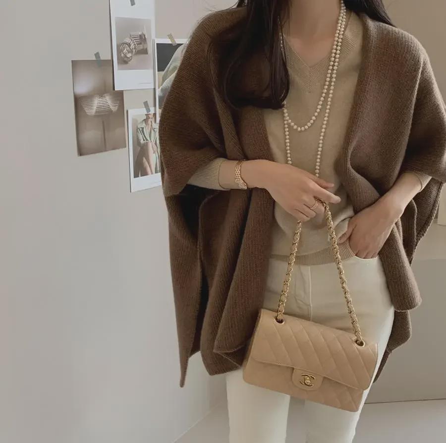 Модный универсальный свободный шерстяной свитер-жилет H-образной формы для женщин