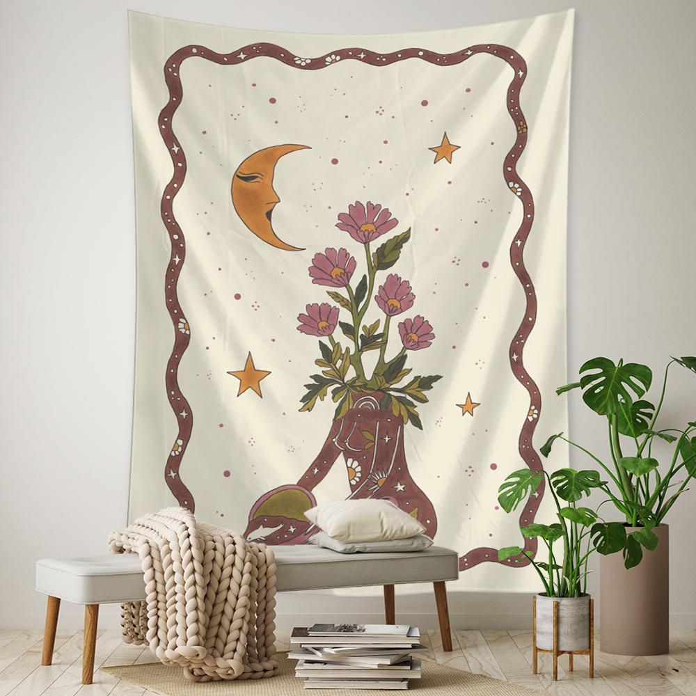 Растение Цветок Таро Гобелен Настенный Астрология Гадание Колдовство Богиня Солнца и Луны Домашний Декор