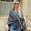 Women Shawl Scarf Solid Color Knitted Shawl Wrap Imitation Cashmere Shoulder Top Sweater Shawl Fashion Accessory