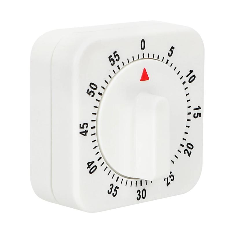 60 Minutes Kitchen Timer Countdown Alarm Reminder Cooking Tools Mechanical Timer White Square