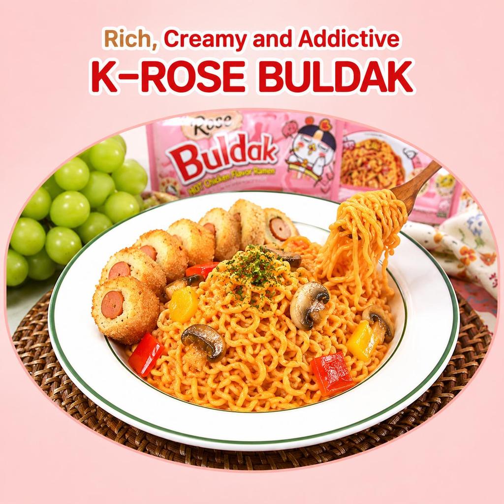 Samyang Рамен Buldak Rosé со вкусом острого куриного мяса 140 г 4 упаковки (2 варианта)