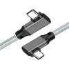 SLEIJAOOE 2m Right Angle USB Type C Cable Transfer 100W Fast Video Cable Compatible with Devices Such As and Game Consoles 3.2 (Gray) [20Gbps Rate,