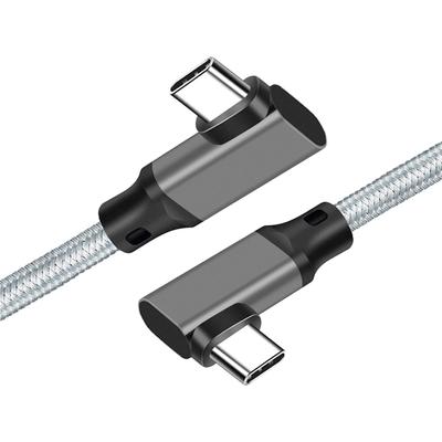 SLEIJAOOE 2м Кабель USB Type C под прямым углом Передача 100 Вт Быстрый видеокабель Совместим с такими устройствами, как и Игровые консоли 3.2 (Серый) [Скорость 20 Гбит/с,