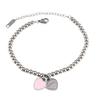 Women Beaded Enamel Bracelet Adjustable Length Heart Charm Titanium Steel Bracelet Stress Relief Happiness Meaningful Jewelry