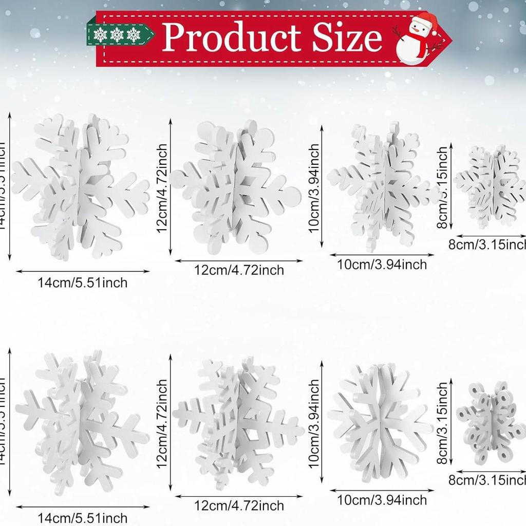 3D Wooden Snowflake Ornament for Tiered Tray & Party Centerpiece