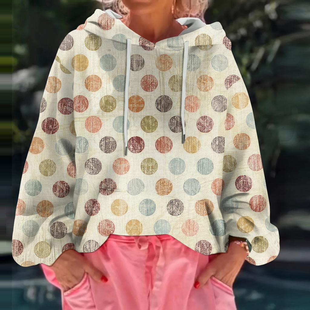 Women's Floral Print Loose Casual Long Sleeved Hooded Sweatshirt