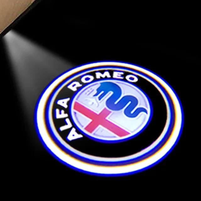 2Pcs Led Car Door Projector Laser Logo Light For Alfa Romeo Giulietta 2011-2019 Giulia Stelvio 2017-2023 Welcome Ghost Lights zl5