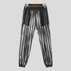 INCERUN Men Summer Mesh See Through Pants Summer Striped Long Trousers