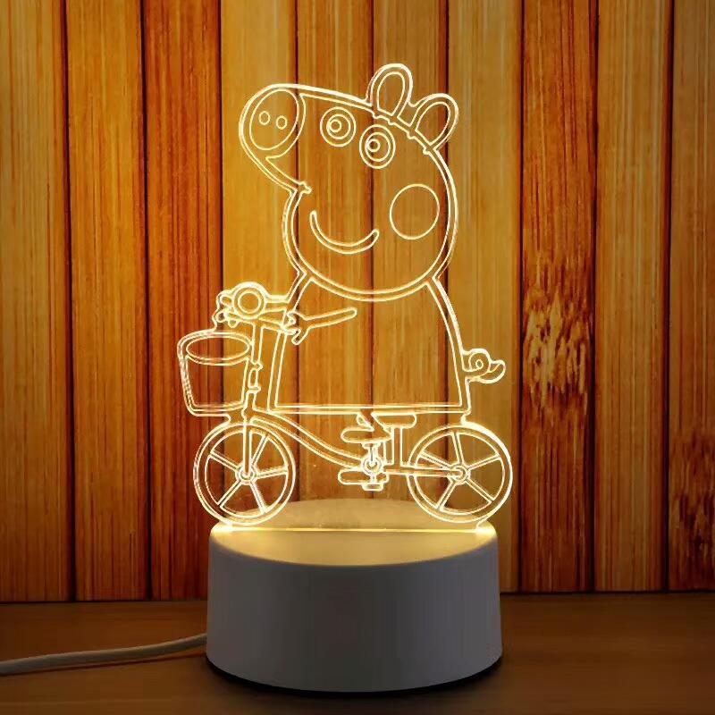Cute 3D Acrylic LED Night Light Touch Control Mode Decorative Table Illusion for Children