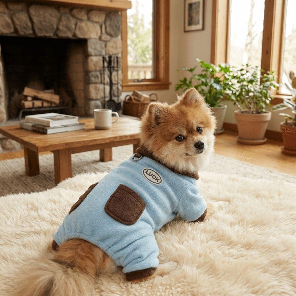 with D-Ring Dog Four Legged Clothes Warm Winter Dog Clothes Polar Fleece Dog Coat Walking