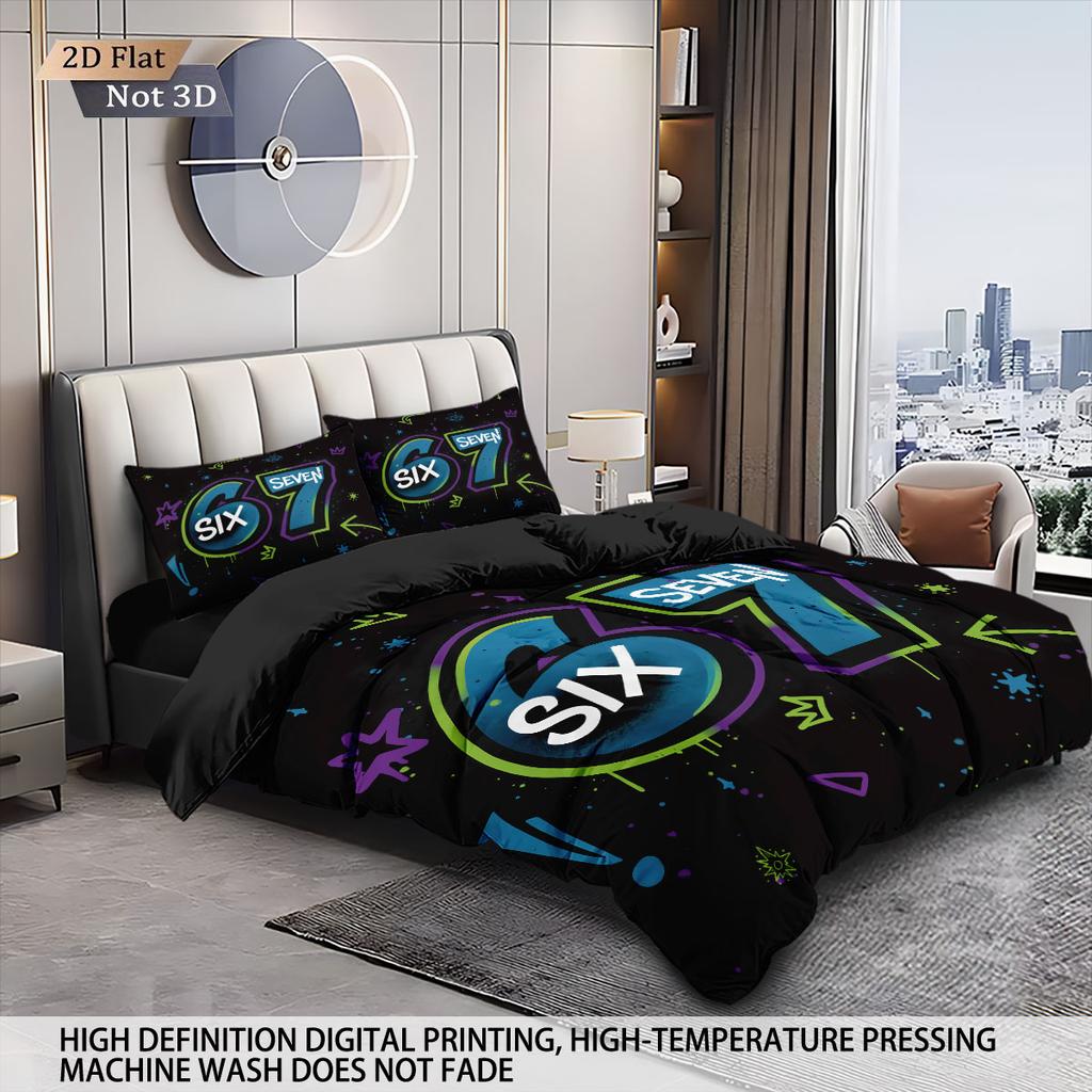 3 шт. Шесть Семь Черный Принт Без Каркаса Пуховое Одеяло Наволочка Комплект Разные Размеры Удобное Украшение Для Спальни Постельное Белье