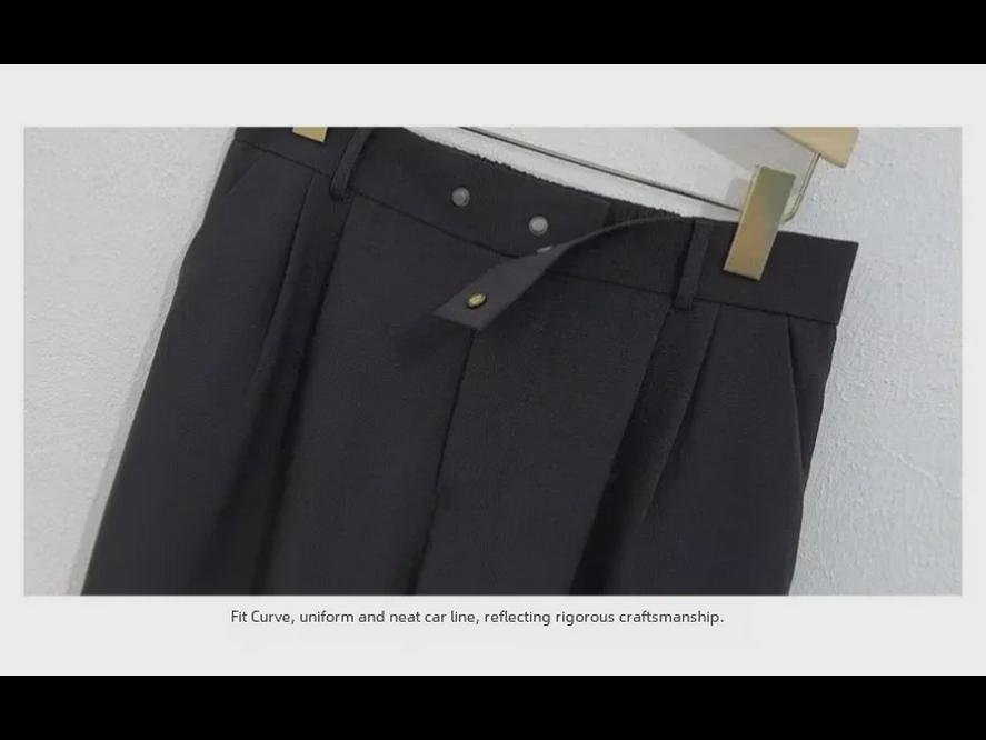 Men's Trendy Korean Style Slim Fit Nine-Point Suit Pants for Spring and Summer