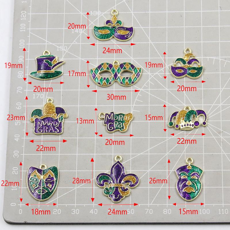 10 Styles Gold Drop Oil Pendant Charms for DIY Creative Mask & Party Jewelry Accessories