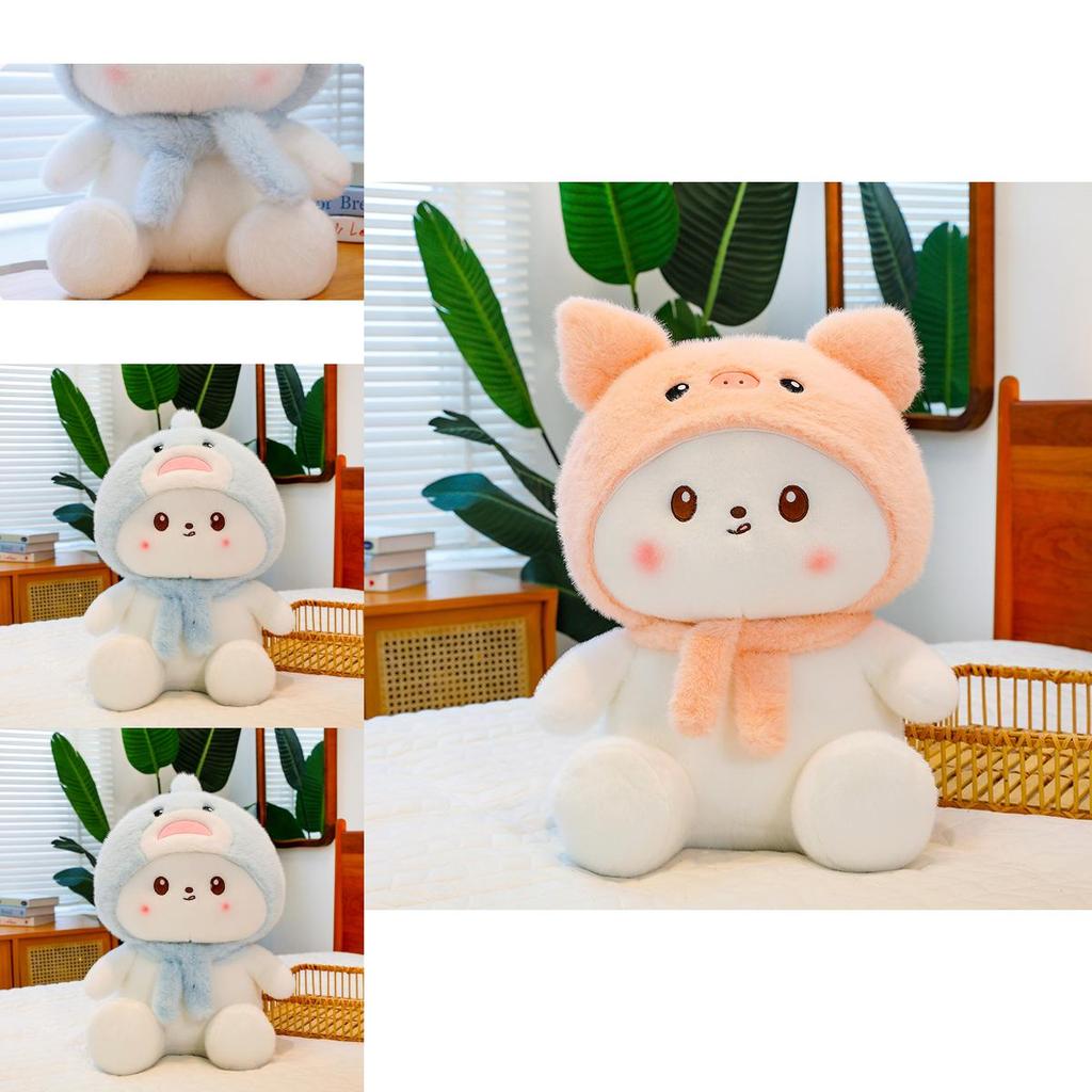 Adorable Shark Scarf Transforming Plush Toy Cute Cartoon Cat Doll For Kids