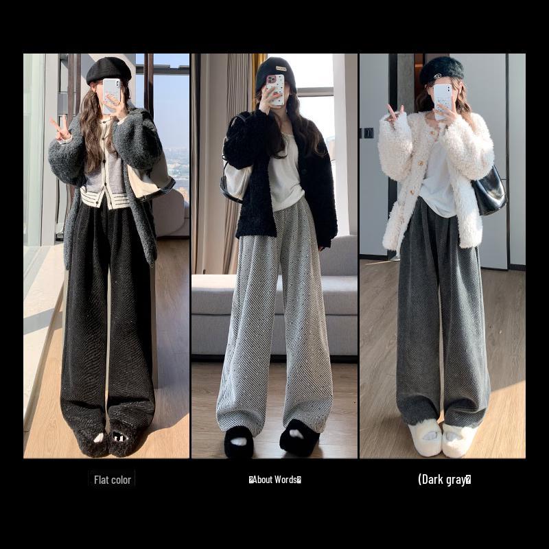 Sibafen Women's Thickened Zebra Print Flared Pants