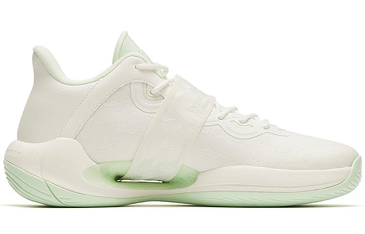 Men's Sneakers ANTA Splash 4 Basketball Shoes Men's Low-top Ivory White/Bright Aqua Green