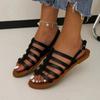 Fashion Women's Fashion Soft Soled Sandals Summer New Round Head Open Toe Thin Belt Anti-slip Wear-resistant Flat Shoes