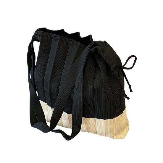 Ретро плиссированная сумка через плечо с застежкой-шнурком, цветная вязаная складная сумка через плечо для шопинга на улице, отпуска