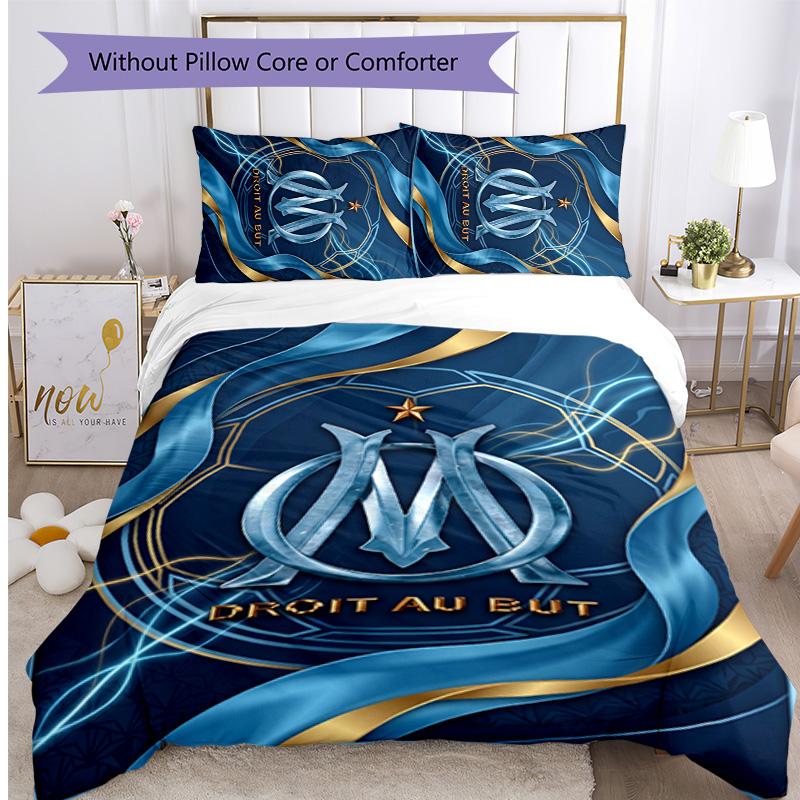 Olympique Lyonnais FC Printed 3PCS Bedding Set Breathable Duvet Cover with Pillowcases Decorative Bed Linen for Bedroom Home