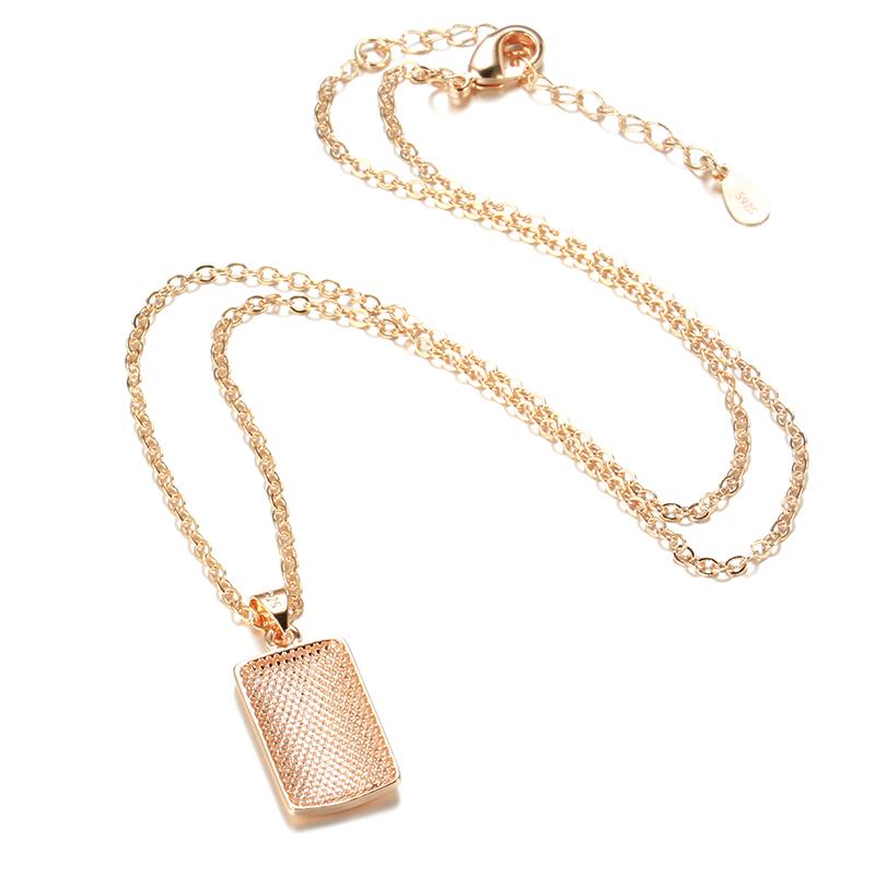 Kinel Glossy Simple Rose Gold Color Square Pendant Necklace