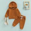 Thorn Tree Infant Baby Boys Clothes Hooded Solid Sweatshirt Top Pocket Elastic Waist Pants 2Pcs Outfits Fall Winter Outfits