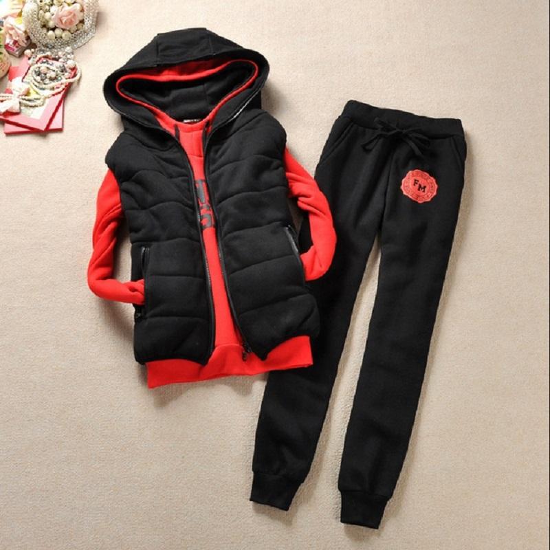 Autumn and Winter Fashion Women Suit Women's Tracksuits Casual Set with A Hood Fleece Sweatshirt Three Pieces Set